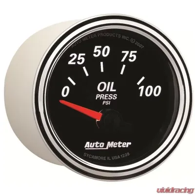 AutoMeter GAUGE; OIL PRESS; 2 1/16in.; 100PSI; ELEC; DESIGNER BLACK II - 1228