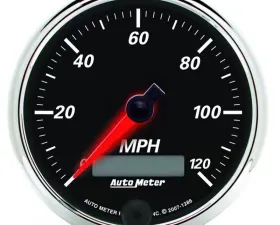 AutoMeter GAUGE; SPEEDOMETER; 3 3/8in.; 120MPH; ELEC. PROG. W/LCD ODO; DESIGNER BLK II