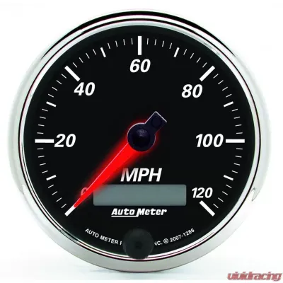 AutoMeter GAUGE; SPEEDOMETER; 3 3/8in.; 120MPH; ELEC. PROG. W/LCD ODO; DESIGNER BLK II - 1286