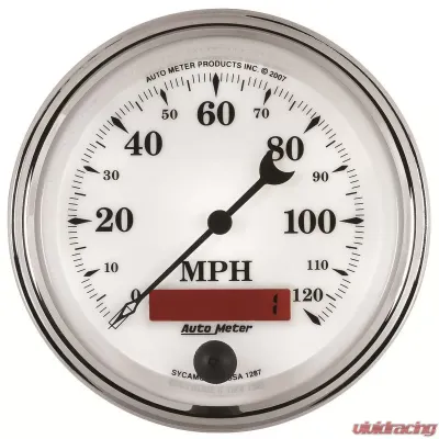 AutoMeter GAUGE; SPEEDOMETER; 3 3/8in.; 120MPH; ELEC. PROG. W/LCD ODO; OLD TYME WHT II - 1287