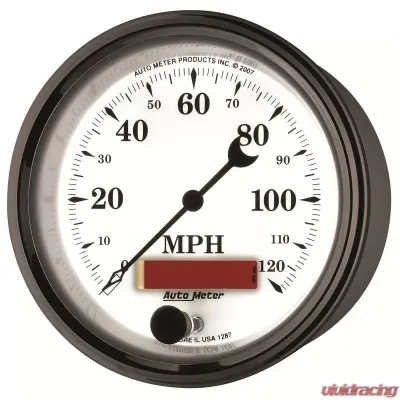 AutoMeter GAUGE; SPEEDOMETER; 3 3/8in.; 120MPH; ELEC. PROG. W/LCD ODO; OLD TYME WHT II - 1287