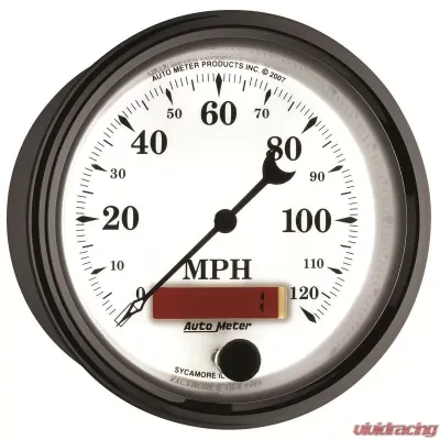 AutoMeter GAUGE; SPEEDOMETER; 3 3/8in.; 120MPH; ELEC. PROG. W/LCD ODO; OLD TYME WHT II - 1287