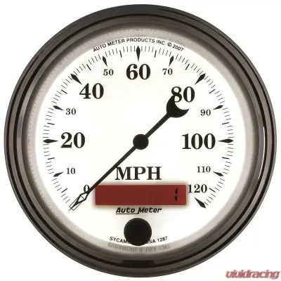 AutoMeter GAUGE; SPEEDOMETER; 3 3/8in.; 120MPH; ELEC. PROG. W/LCD ODO; OLD TYME WHT II - 1287