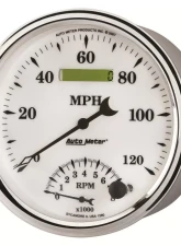 AutoMeter GAUGE; TACH/SPEEDO; 5in.; 120MPH/8K RPM; ELEC. PROGRAM; OLD TYME WHITE II                                     - 1290 - Image 2