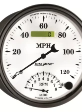 AutoMeter GAUGE; TACH/SPEEDO; 5in.; 120MPH/8K RPM; ELEC. PROGRAM; OLD TYME WHITE II                                     - 1290 - Image 6