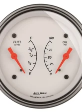 AutoMeter GAUGE; DUAL; FUEL/OILP; 3 3/8in.; 240OE-33OF/100PSI; ELEC; ARCTIC WHITE                                     - 1313 - Image 3