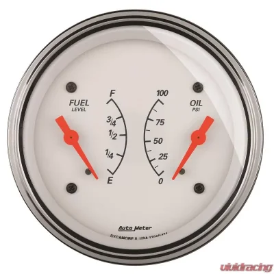 AutoMeter GAUGE; DUAL; FUEL/OILP; 3 3/8in.; 240OE-33OF/100PSI; ELEC; ARCTIC WHITE - 1313