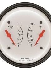 AutoMeter GAUGE; DUAL; FUEL/OILP; 3 3/8in.; 240OE-33OF/100PSI; ELEC; ARCTIC WHITE                                     - 1313 - Image 2