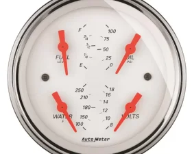 AutoMeter GAUGE; QUAD; 3 3/8in.; 0OE-90OF; ELEC; ARCTIC WHITE