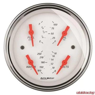 AutoMeter GAUGE; QUAD; 3 3/8in.; 0OE-90OF; ELEC; ARCTIC WHITE - 1314