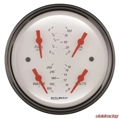 AutoMeter GAUGE; QUAD; 3 3/8in.; 0OE-90OF; ELEC; ARCTIC WHITE - 1314