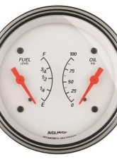 AutoMeter GAUGE; DUAL; FUEL/OILP; 3 3/8in.; 0OE-90OF/100PSI; ELEC; ARCTIC WHITE                                     - 1324 - Image 3