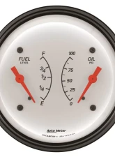 AutoMeter GAUGE; DUAL; FUEL/OILP; 3 3/8in.; 0OE-90OF/100PSI; ELEC; ARCTIC WHITE                                     - 1324 - Image 2