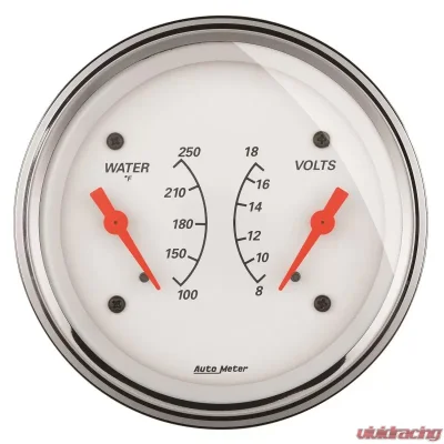 AutoMeter GAUGE; DUAL; WTMP/VOLT; 3 3/8in.; 250deg.F/18V; ELEC; ARCTIC WHITE - 1330