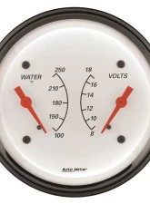 AutoMeter GAUGE; DUAL; WTMP/VOLT; 3 3/8in.; 250deg.F/18V; ELEC; ARCTIC WHITE                                     - 1330 - Image 2