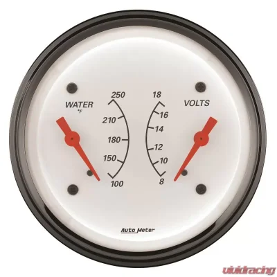 AutoMeter GAUGE; DUAL; WTMP/VOLT; 3 3/8in.; 250deg.F/18V; ELEC; ARCTIC WHITE - 1330