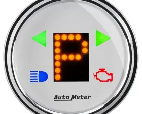 AutoMeter GAUGE; GEAR POS; 2 1/16in.; INCL INDICATORS; WHITE DIAL; DOME LENS; CHROME BEZEL