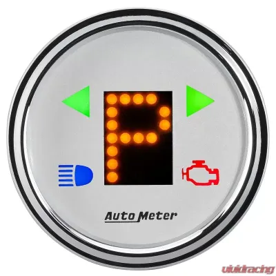 AutoMeter GAUGE; GEAR POS; 2 1/16in.; INCL INDICATORS; WHITE DIAL; DOME LENS; CHROME BEZEL - 1360
