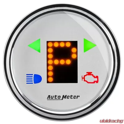 AutoMeter GAUGE; GEAR POS; 2 1/16in.; INCL INDICATORS; WHITE DIAL; DOME LENS; CHROME BEZEL - 1360