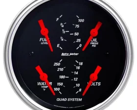 AutoMeter GAUGE; QUAD; 3 3/8in.; 240OE-33OF; ELEC; DESIGNER BLACK