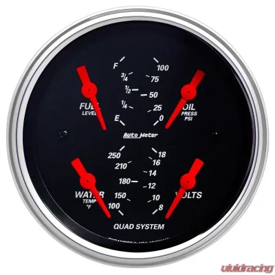 AutoMeter GAUGE; QUAD; 3 3/8in.; 240OE-33OF; ELEC; DESIGNER BLACK - 1412