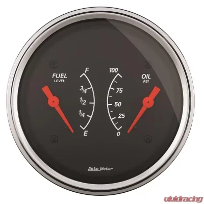 AutoMeter GAUGE; DUAL; FUEL/OILP; 3 3/8in.; 240OE-33OF/100PSI; ELEC; DESIGNER BLACK - 1413