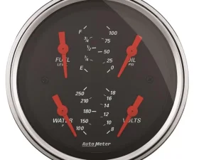 AutoMeter GAUGE; QUAD; 3 3/8in.; 0OE-90OF; ELEC; DESIGNER BLACK