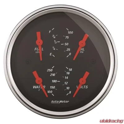 AutoMeter GAUGE; QUAD; 3 3/8in.; 0OE-90OF; ELEC; DESIGNER BLACK - 1414