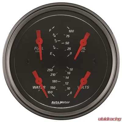 AutoMeter GAUGE; QUAD; 3 3/8in.; 0OE-90OF; ELEC; DESIGNER BLACK - 1414