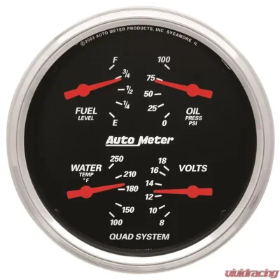 AutoMeter GAUGE; QUAD; 5in.; 0OE-90OF; ELEC; DESIGNER BLACK - 1419