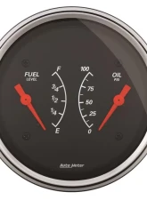 AutoMeter GAUGE; DUAL; FUEL/OILP; 3 3/8in.; 0OE-90OF/100PSI; ELEC; DESIGNER BLACK                                     - 1434 - Image 2