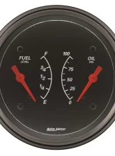 AutoMeter GAUGE; DUAL; FUEL/OILP; 3 3/8in.; 0OE-90OF/100PSI; ELEC; DESIGNER BLACK                                     - 1434 - Image 2