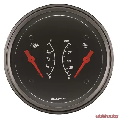 AutoMeter GAUGE; DUAL; FUEL/OILP; 3 3/8in.; 0OE-90OF/100PSI; ELEC; DESIGNER BLACK - 1434