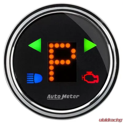 AutoMeter GAUGE; GEAR POS; 2 1/16in.; INCL INDICATORS; BLACK DIAL; DOME LENS; CHROME BEZEL - 1460