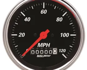AutoMeter GAUGE; SPEEDOMETER; 3 3/8in.; 120MPH; ELEC. PROG. W/WHEEL ODO; DESIGNER BLACK