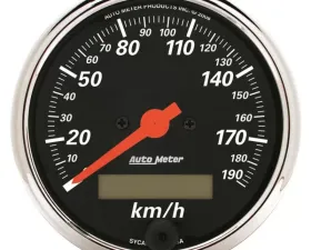 AutoMeter GAUGE; SPEEDOMETER; 3 1/8in.; 190KM/H; ELEC. PROG. W/LCD ODO; DESIGNER BLACK