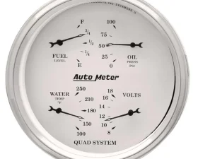 AutoMeter GAUGE; QUAD; 5in.; 240OE-33OF; ELEC; OLD TYME WHITE