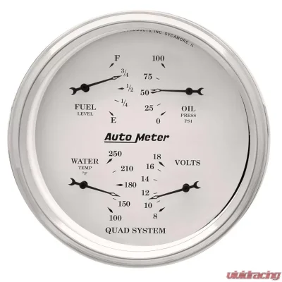 AutoMeter GAUGE; QUAD; 5in.; 240OE-33OF; ELEC; OLD TYME WHITE - 1610