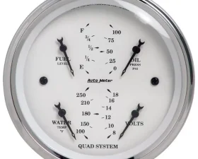 AutoMeter GAUGE; QUAD; 3 3/8in.; 240OE-33OF; ELEC; OLD TYME WHITE