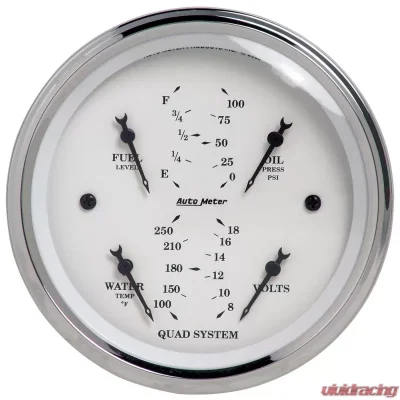 AutoMeter GAUGE; QUAD; 3 3/8in.; 240OE-33OF; ELEC; OLD TYME WHITE - 1612