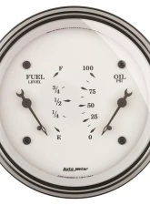 AutoMeter GAUGE; DUAL; FUEL/OILP; 3 3/8in.; 240OE-33OF/100PSI; ELEC; OLD TYME WHT                                     - 1613 - Image 2