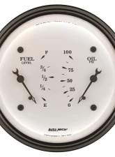 AutoMeter GAUGE; DUAL; FUEL/OILP; 3 3/8in.; 240OE-33OF/100PSI; ELEC; OLD TYME WHT                                     - 1613 - Image 2