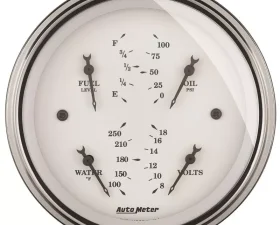 AutoMeter GAUGE; QUAD; 3 3/8in.; 0OE-90OF; ELEC; OLD TYME WHITE