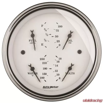 AutoMeter GAUGE; QUAD; 3 3/8in.; 0OE-90OF; ELEC; OLD TYME WHITE - 1614