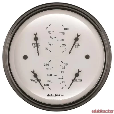 AutoMeter GAUGE; QUAD; 3 3/8in.; 0OE-90OF; ELEC; OLD TYME WHITE - 1614