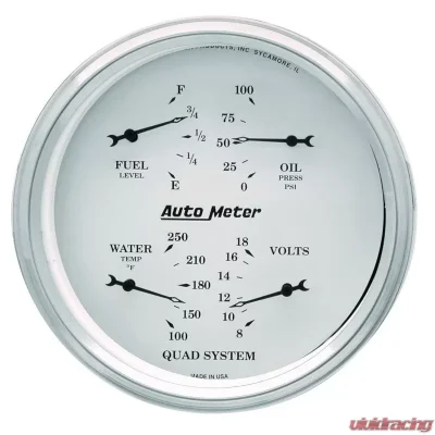 AutoMeter GAUGE; QUAD; 5in.; 0OE-90OF; ELEC; OLD TYME WHITE - 1619