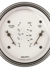 AutoMeter GAUGE; DUAL; FUEL/OILP; 3 3/8in.; 0OE-90OF/100PSI; ELEC; OLD TYME WHITE                                     - 1624 - Image 2