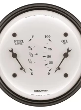 AutoMeter GAUGE; DUAL; FUEL/OILP; 3 3/8in.; 0OE-90OF/100PSI; ELEC; OLD TYME WHITE                                     - 1624 - Image 2