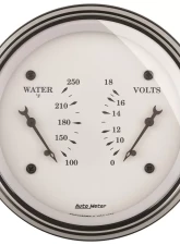 AutoMeter GAUGE; DUAL; WTMP/VOLT; 3 3/8in.; 250deg.F/18V; ELEC; OLD TYME WHITE                                     - 1630 - Image 2