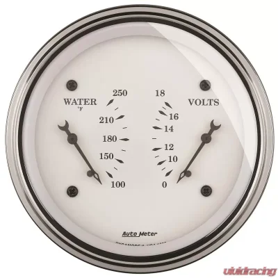 AutoMeter GAUGE; DUAL; WTMP/VOLT; 3 3/8in.; 250deg.F/18V; ELEC; OLD TYME WHITE - 1630